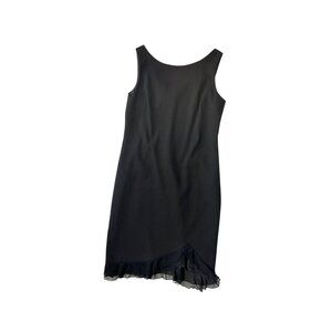Talbots Petite Black Sleeveless Sheath Dress With Ruffle Hem Size 8P 1723